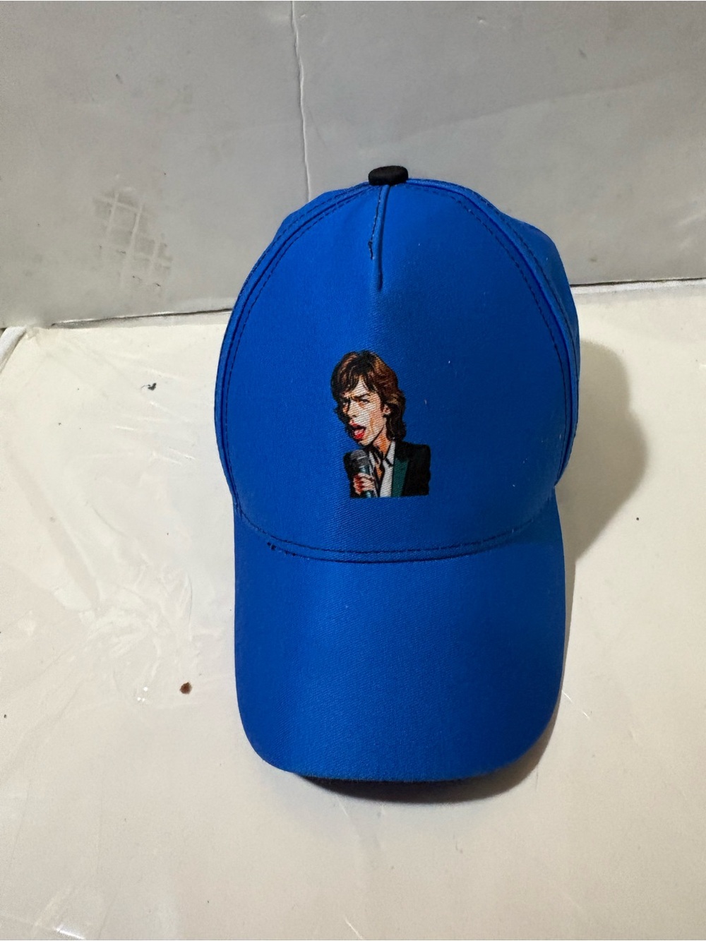 Baseball Cap with mick jagger on Microphone Singer Patch